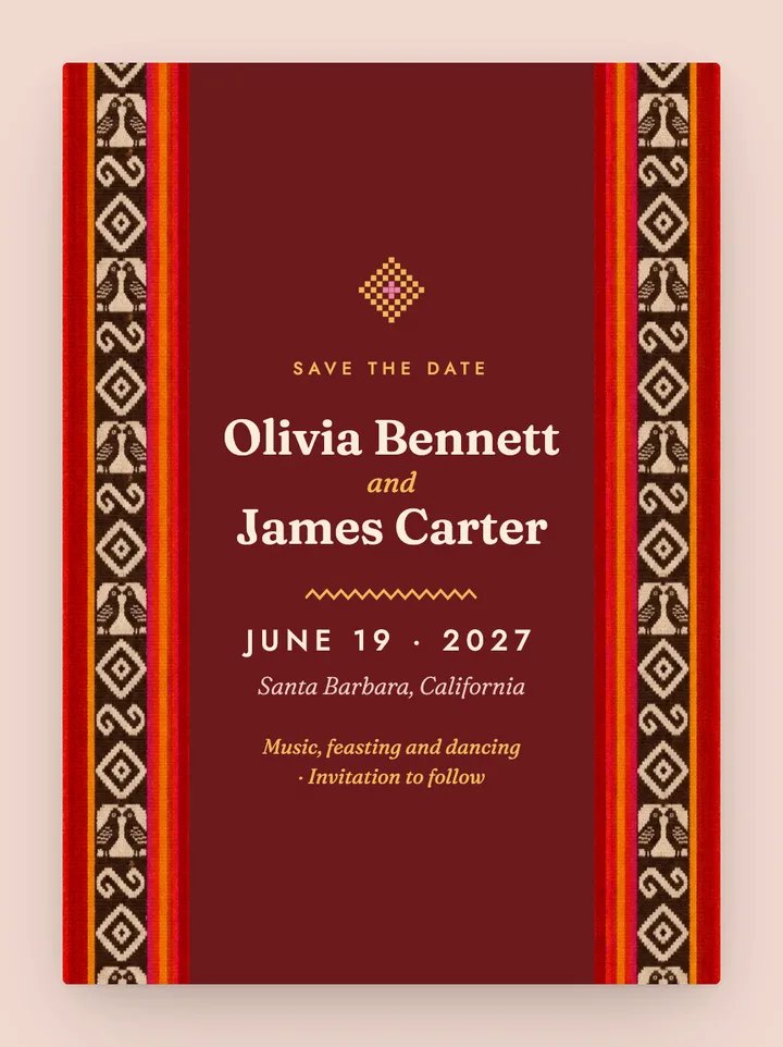 Andina digital save the date in Cochineal Red