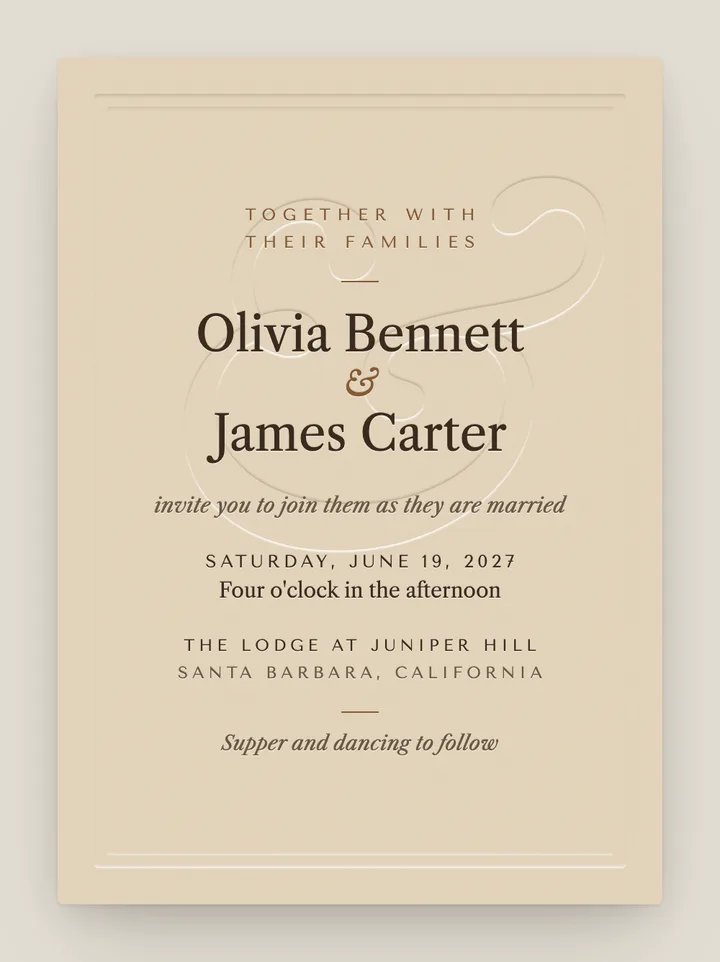 Atelier digital wedding invitation in Kraft