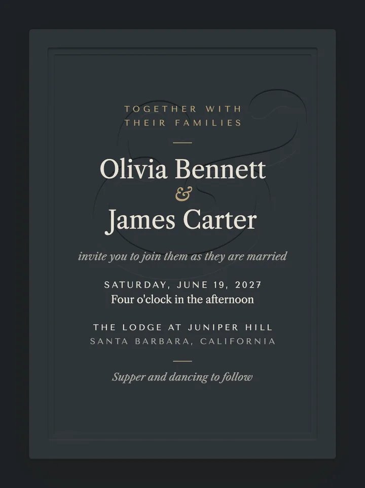 Atelier digital wedding invitation in Slate