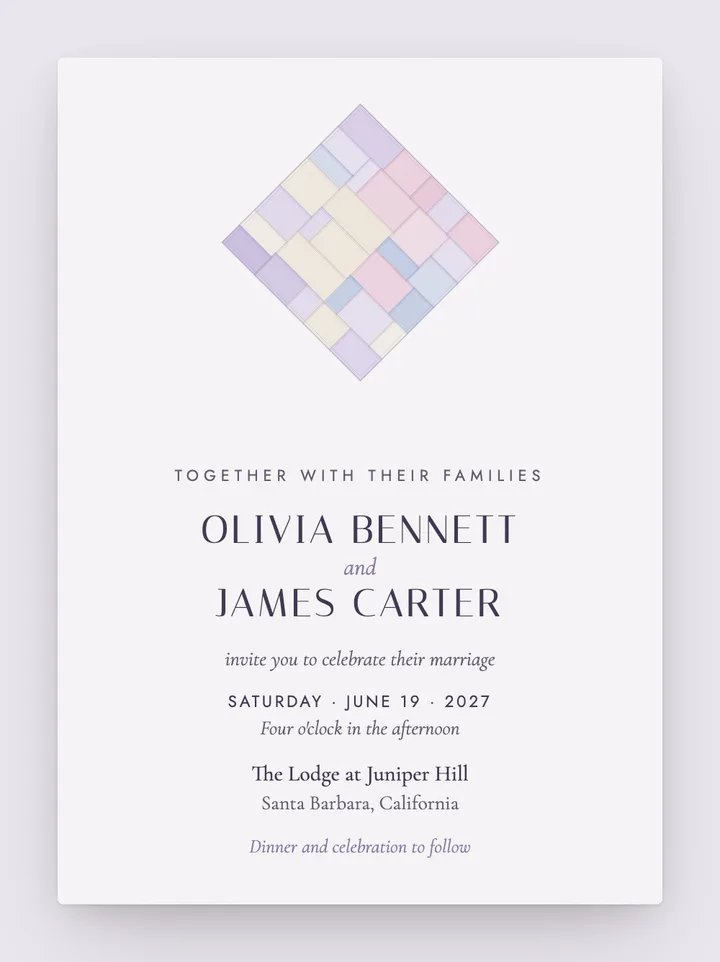 Bojagi digital wedding invitation in Lavender