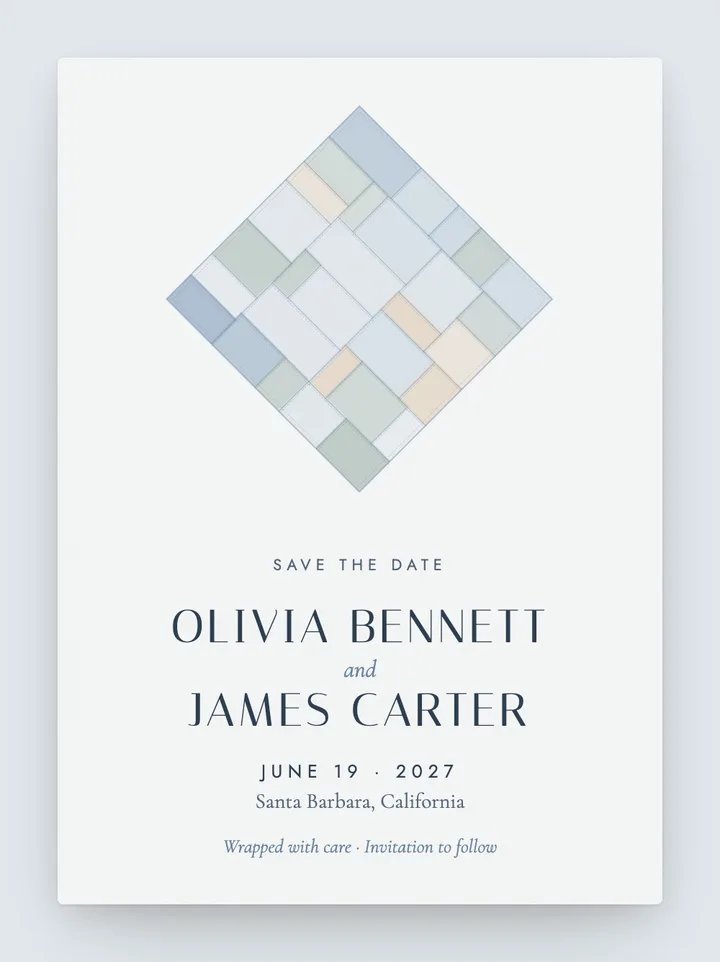 Bojagi digital save the date in Dusty Blue