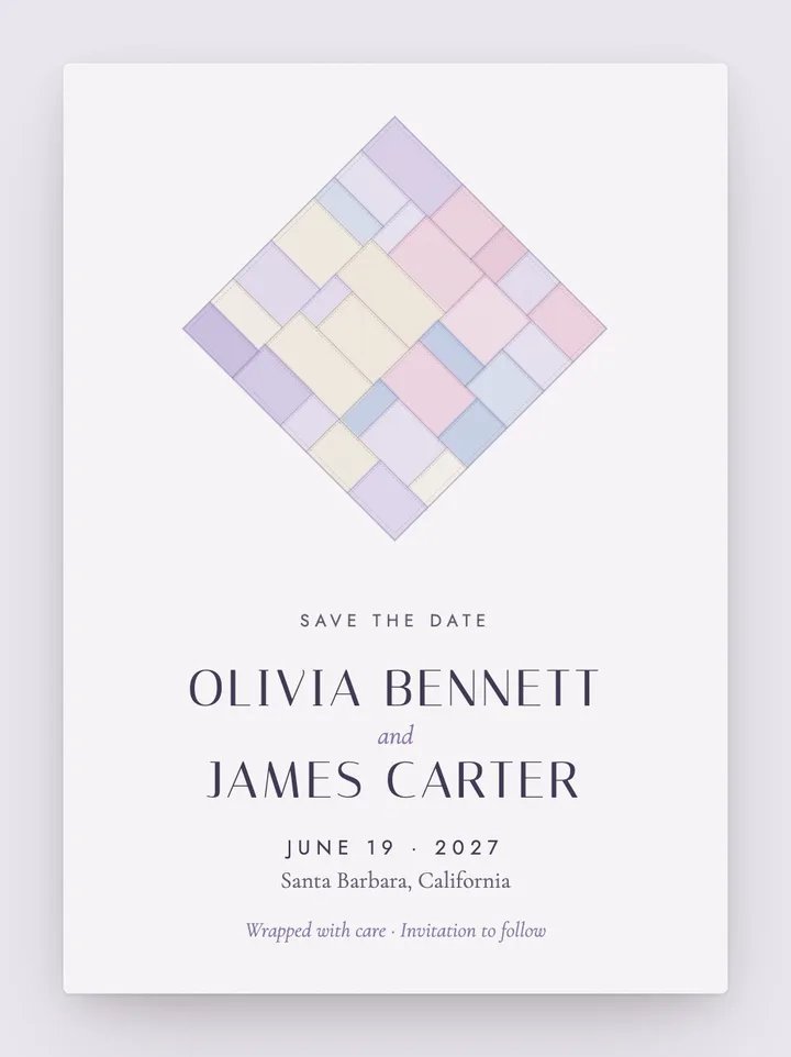 Bojagi digital save the date in Lavender