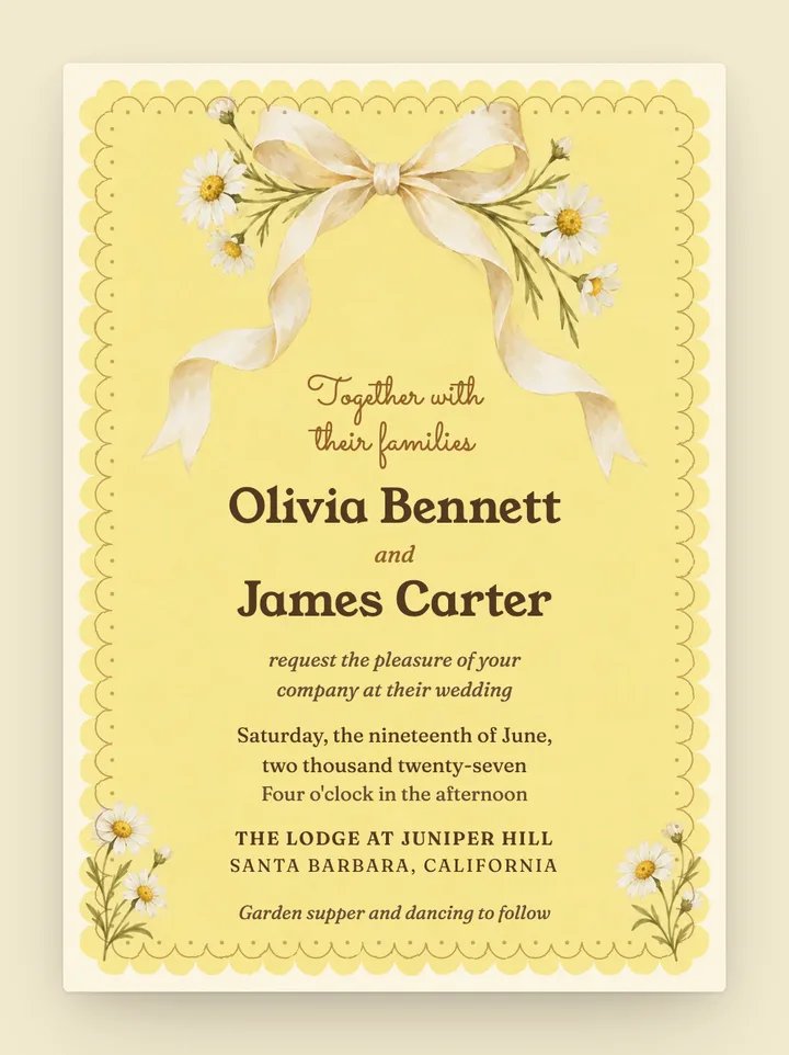 Butter digital wedding invitation in Butter Yellow