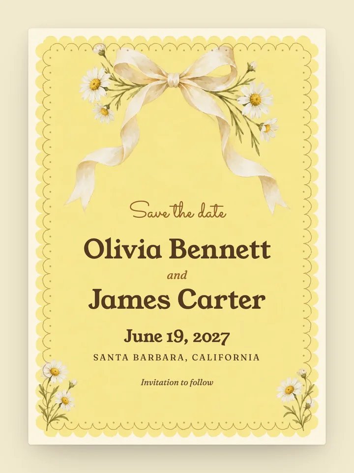 Butter digital save the date in Butter Yellow