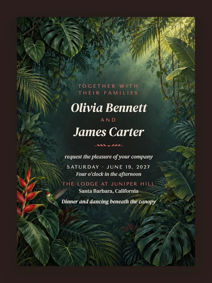 Canopy digital wedding invitation in Cherry Red