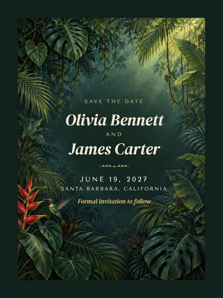 Canopy digital save the date in Forest Green