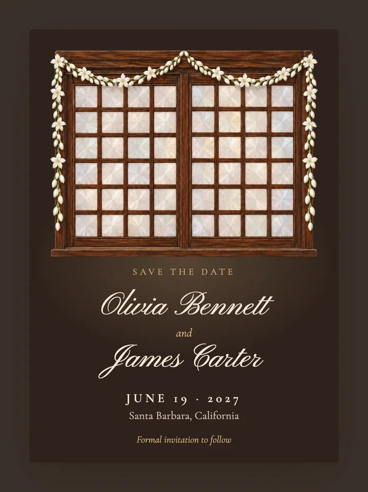 Capiz digital save the date in Mocha