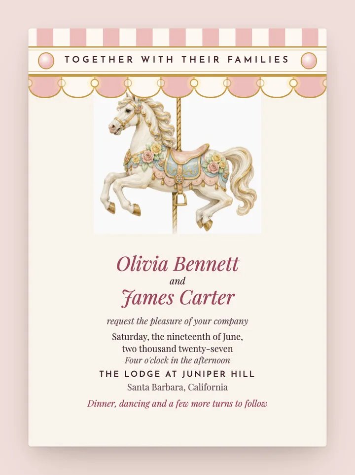 Carousel digital wedding invitation in Blush & Gold