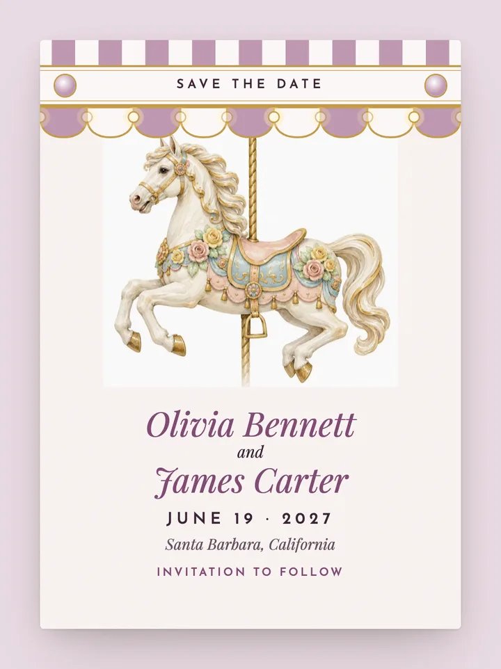 Carousel digital save the date in Mauve