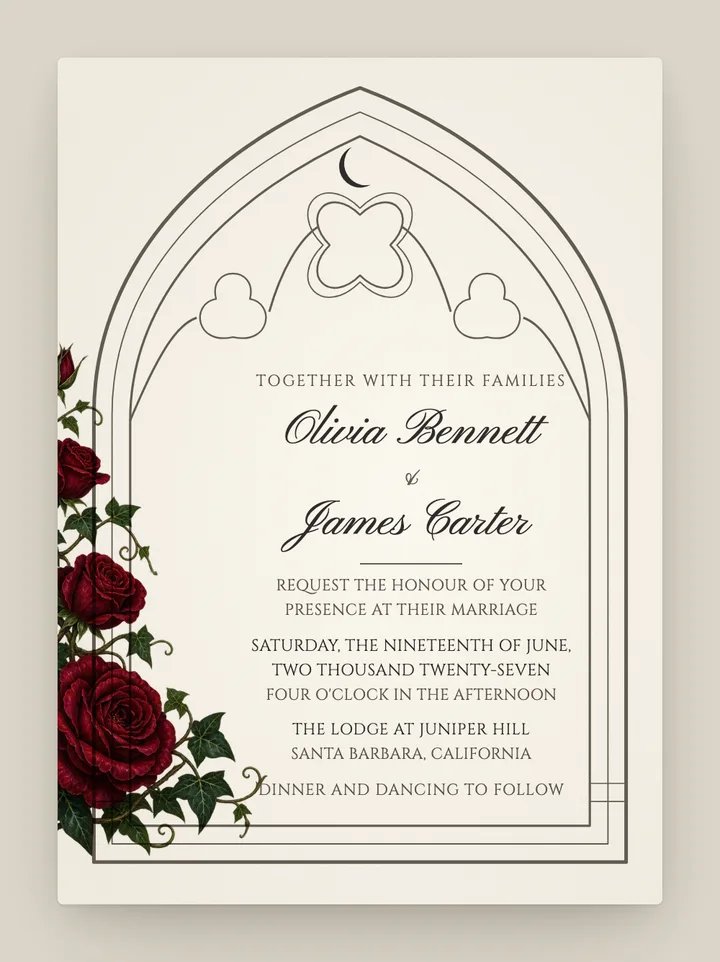 Cathedral digital wedding invitation in Ivory Stone