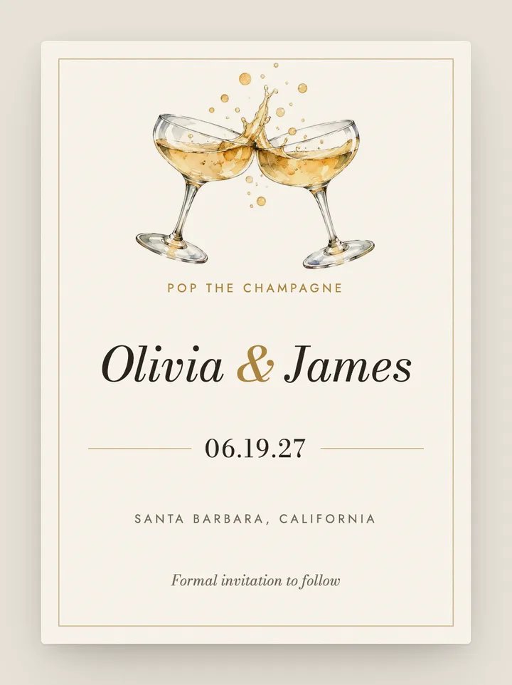 Cheers digital save the date in Brut