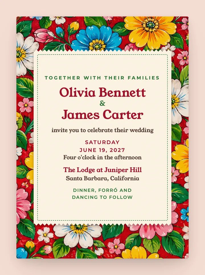 Chita digital wedding invitation in Cherry Red