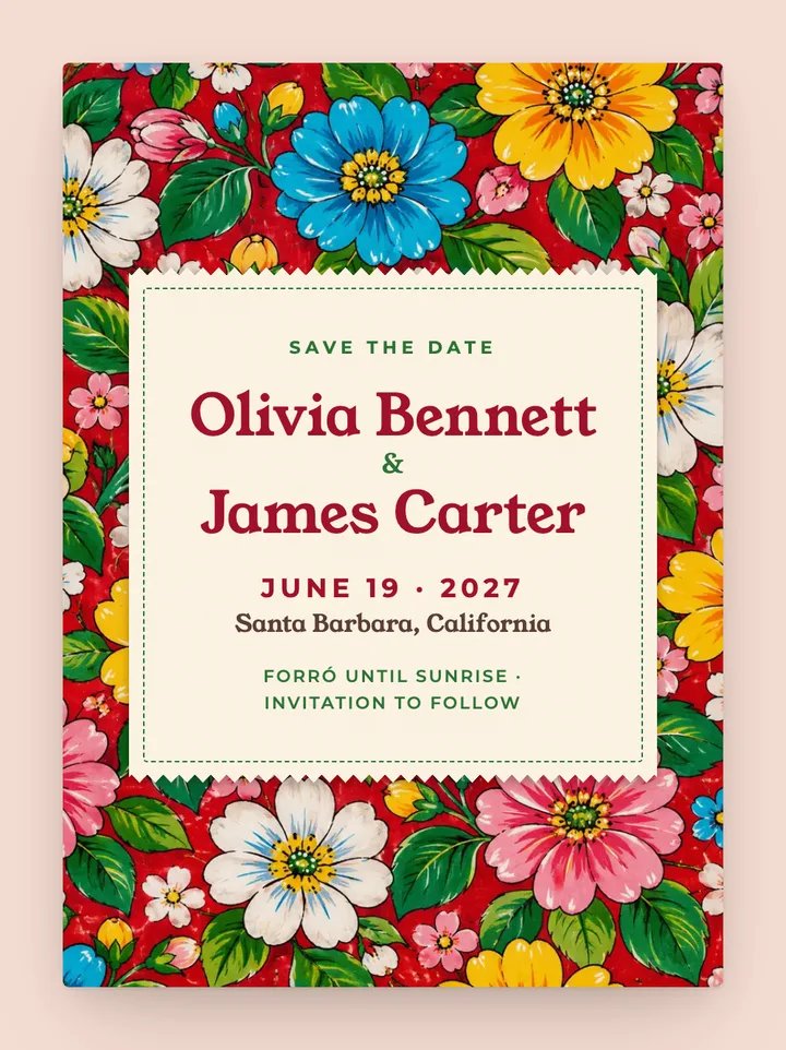 Chita digital save the date in Cherry Red