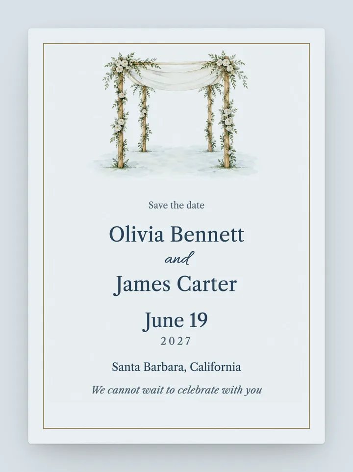 Chuppah digital save the date in Sky
