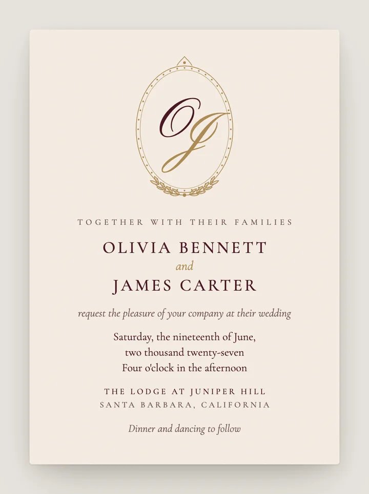 Cipher digital wedding invitation in Bordeaux