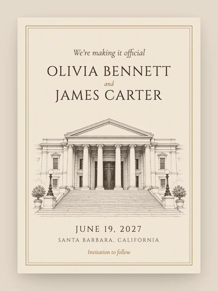 City Hall digital save the date in Champagne