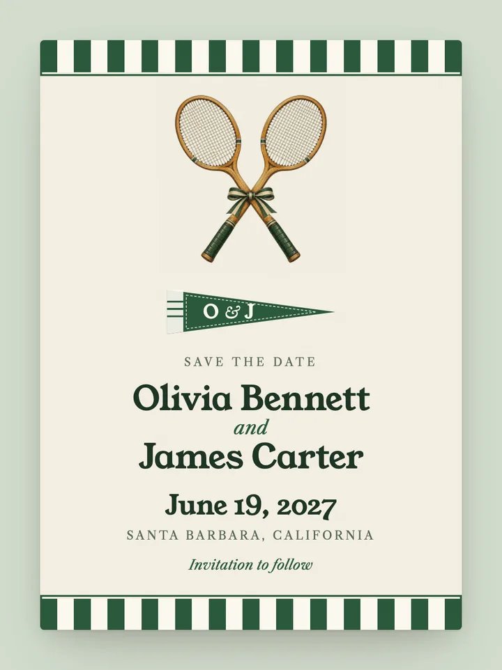 Clubhouse digital save the date in Racquet Green