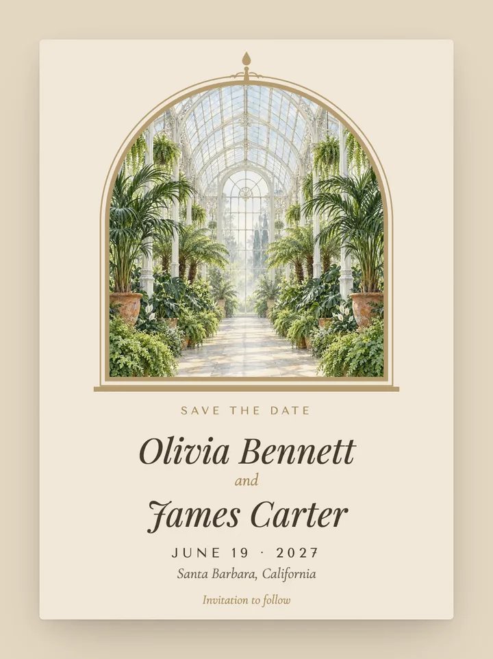 Conservatory digital save the date in Champagne