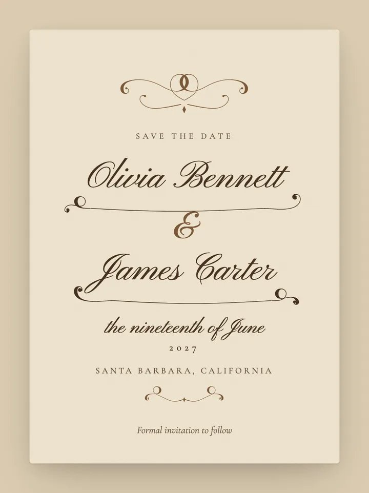 Copperplate digital save the date in Champagne