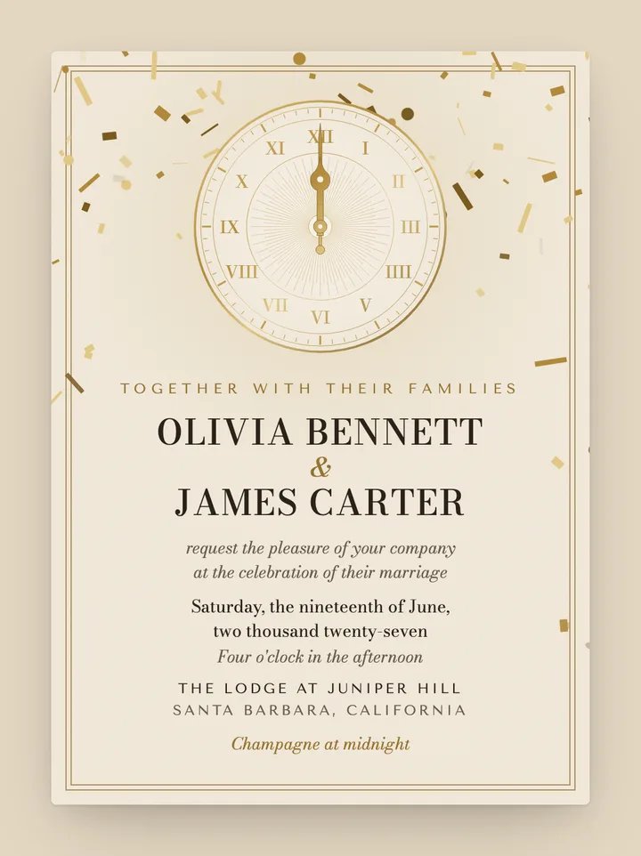 Countdown digital wedding invitation in Champagne