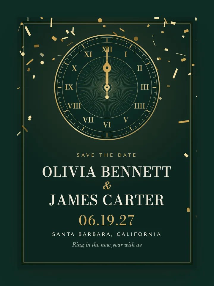 Countdown digital save the date in Emerald & Gold