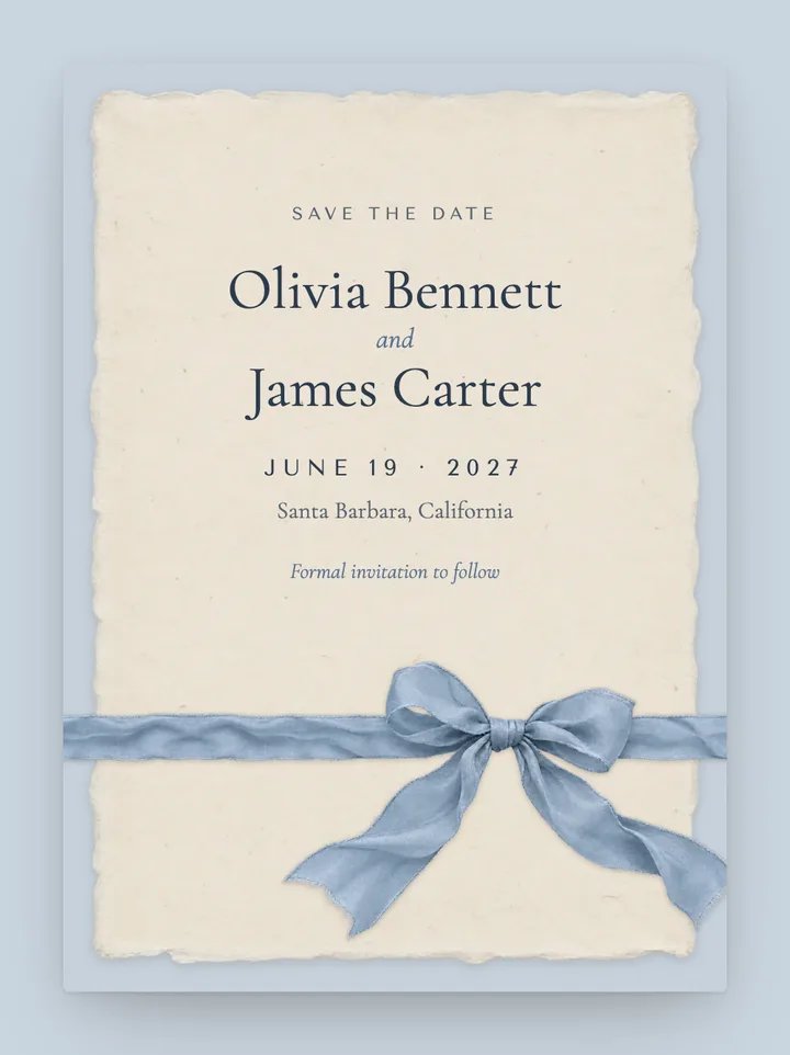 Deckle digital save the date in Dusty Blue