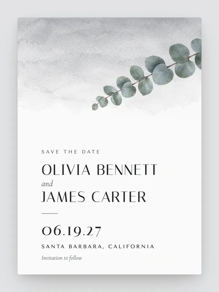 Dusk digital save the date in Dove Grey