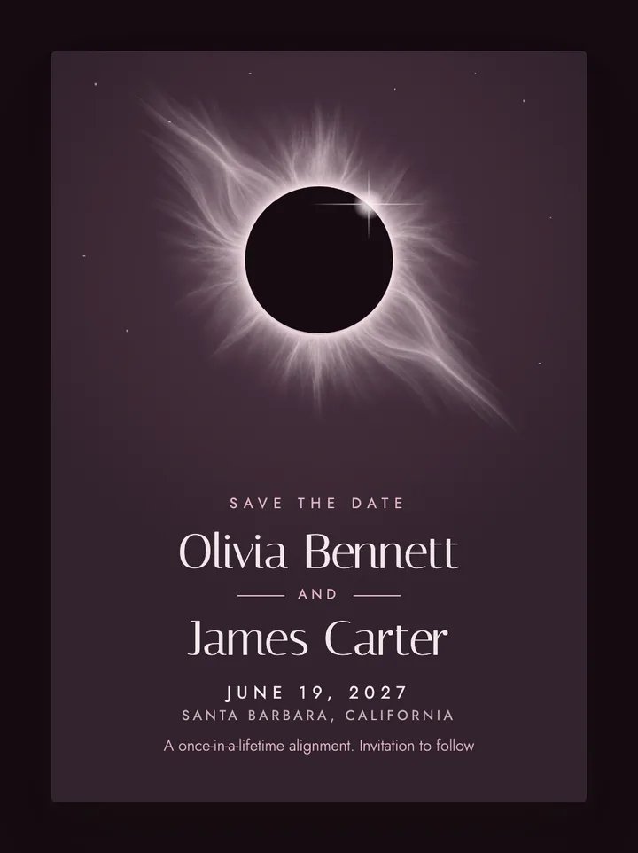 Eclipse digital save the date in Mauve