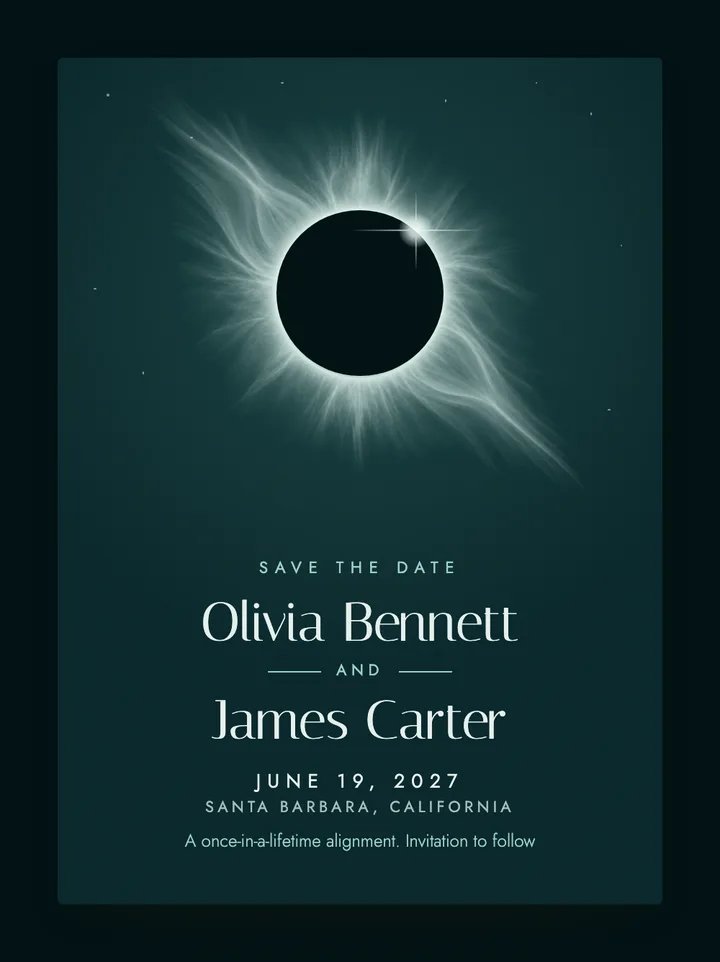 Eclipse digital save the date in Teal