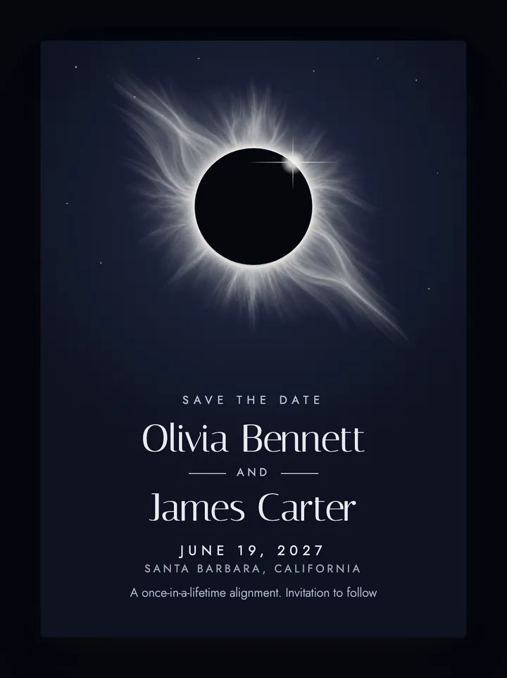 Eclipse digital save the date in Midnight