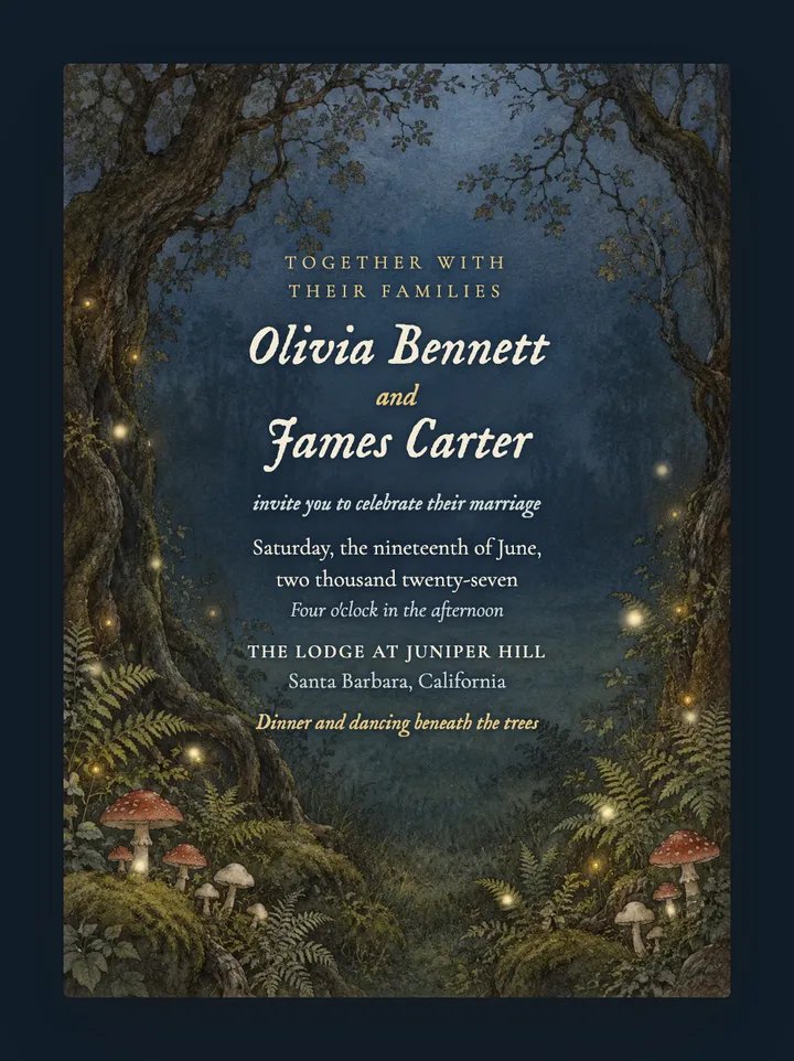Enchanted digital wedding invitation in Moonlit