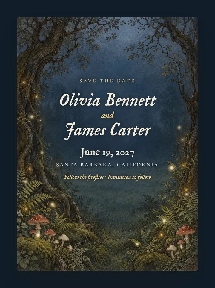 Enchanted digital save the date in Moonlit