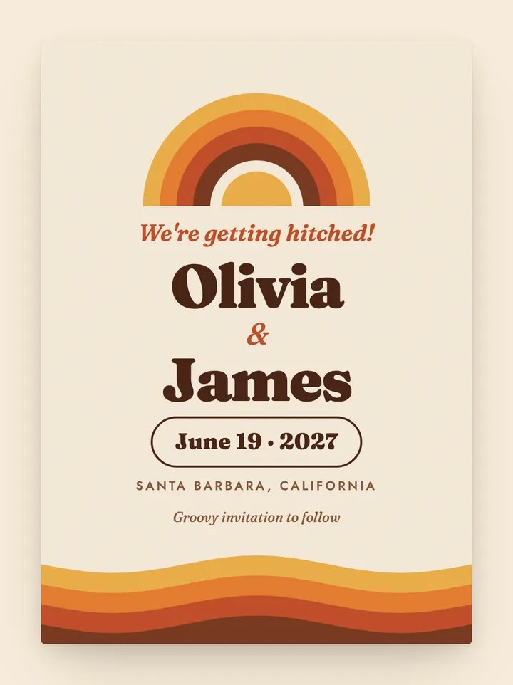 Far Out digital save the date in Sunset