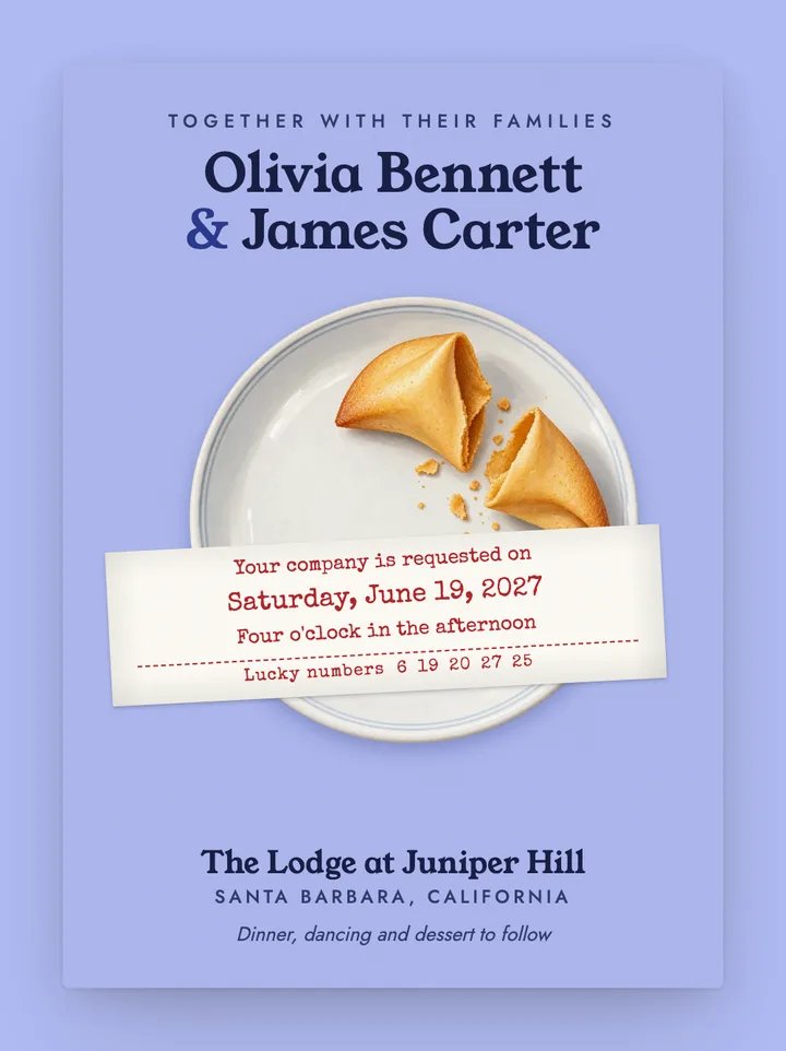 Fortune digital wedding invitation in Periwinkle