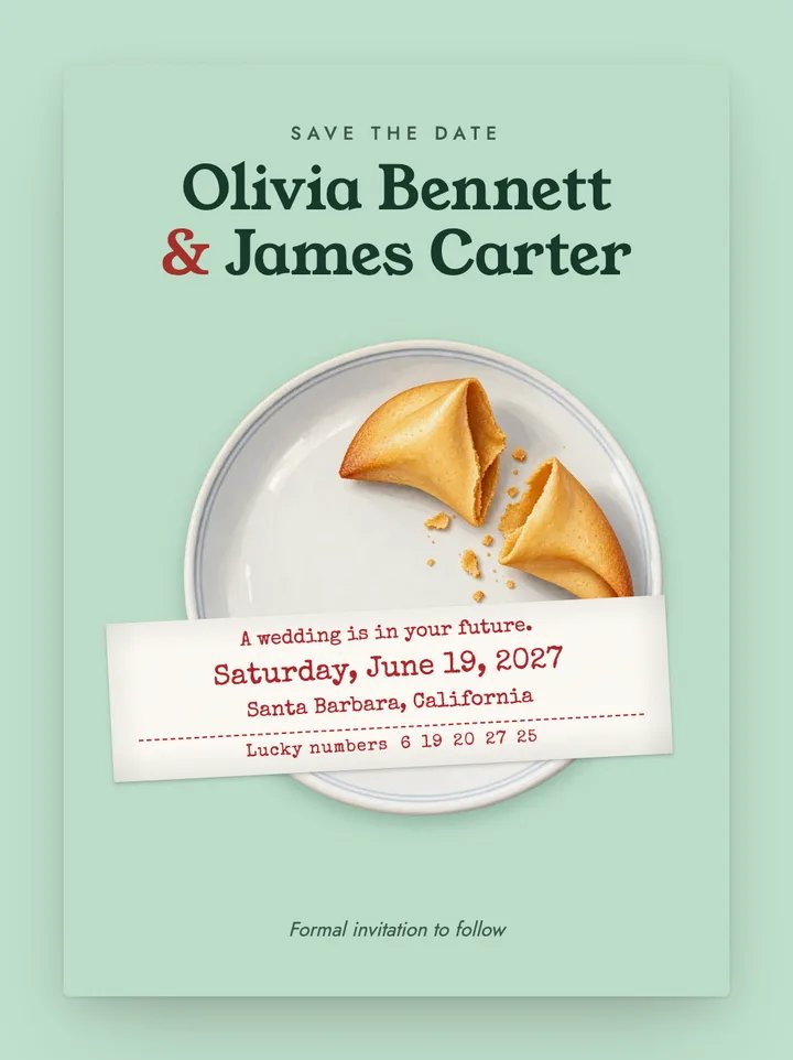 Fortune digital save the date in Mint
