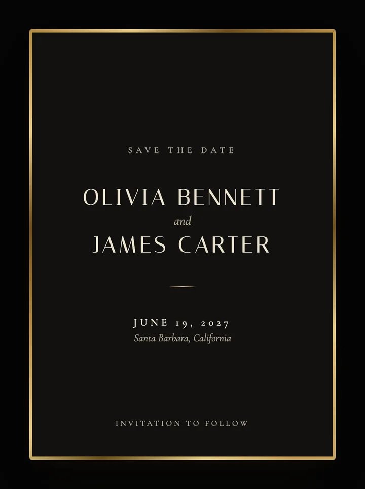 Gilt Edge digital save the date in Black & Gold