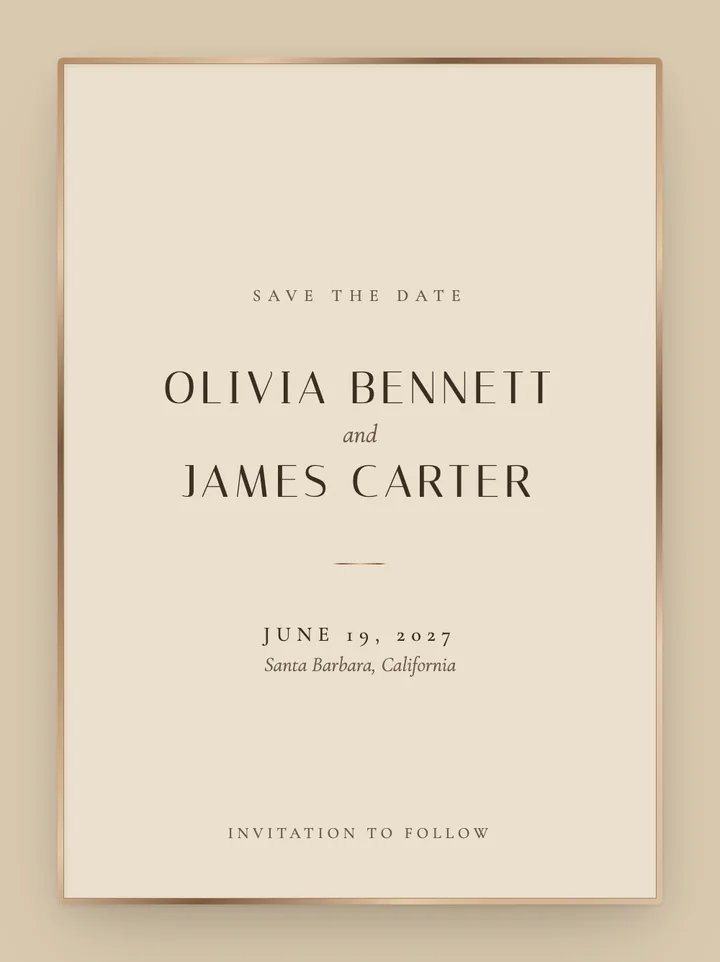 Gilt Edge digital save the date in Champagne