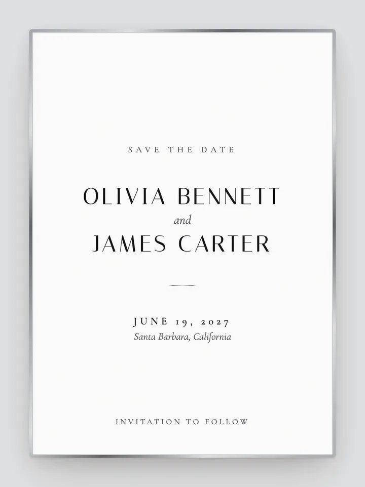 Gilt Edge digital save the date in White & Silver