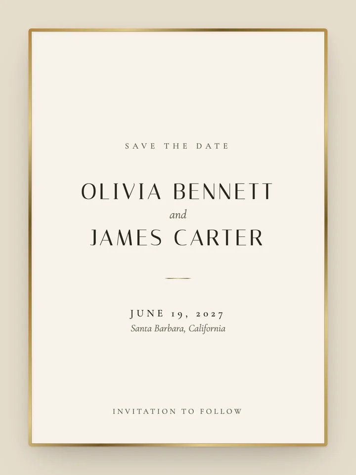 Gilt Edge digital save the date in Ivory & Gold