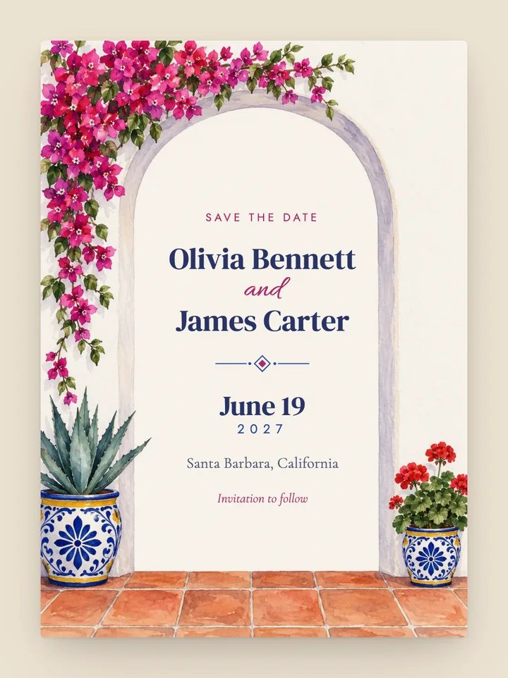 Hacienda digital save the date in Whitewash