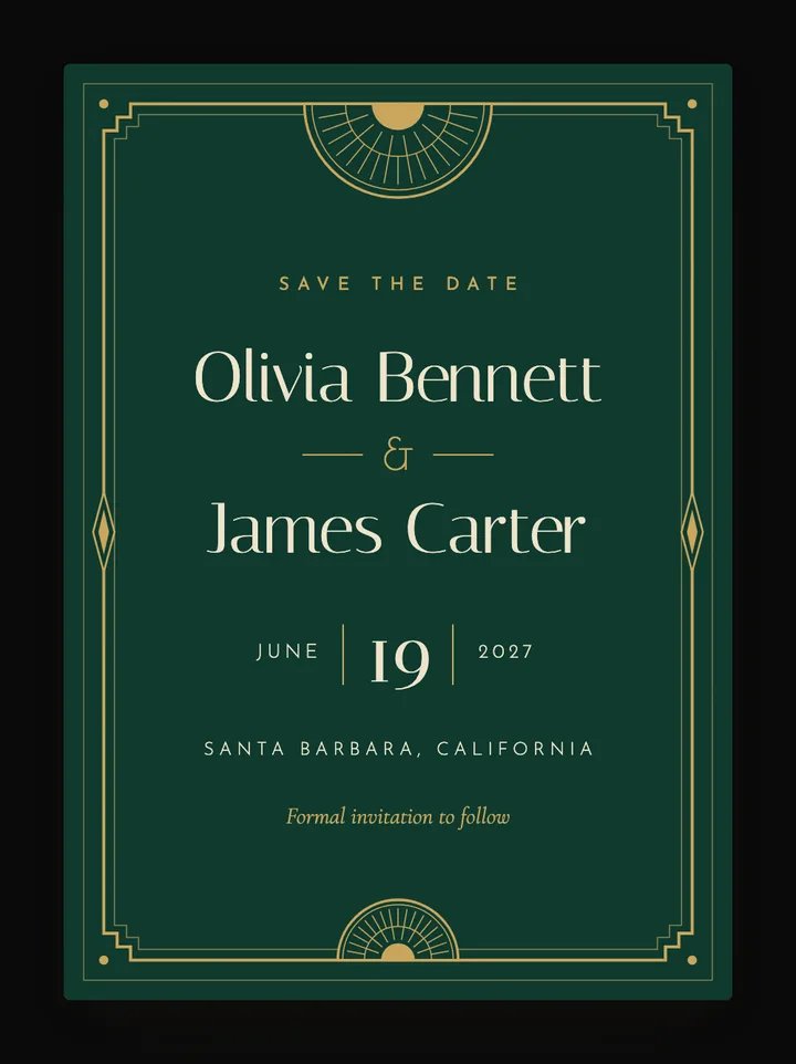 Halcyon digital save the date in Emerald