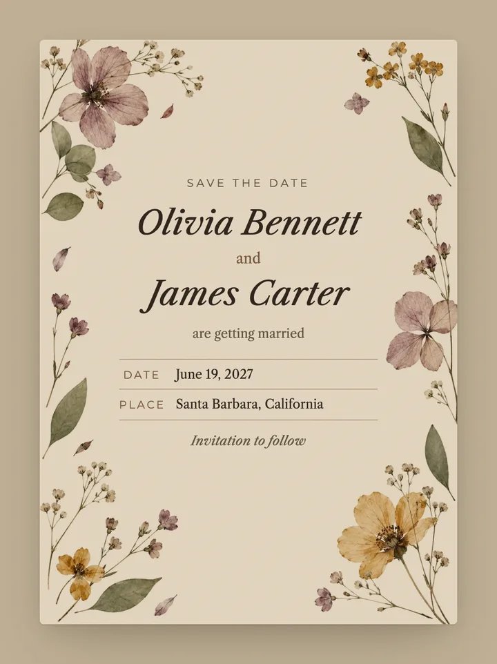 Herbarium digital save the date in Kraft