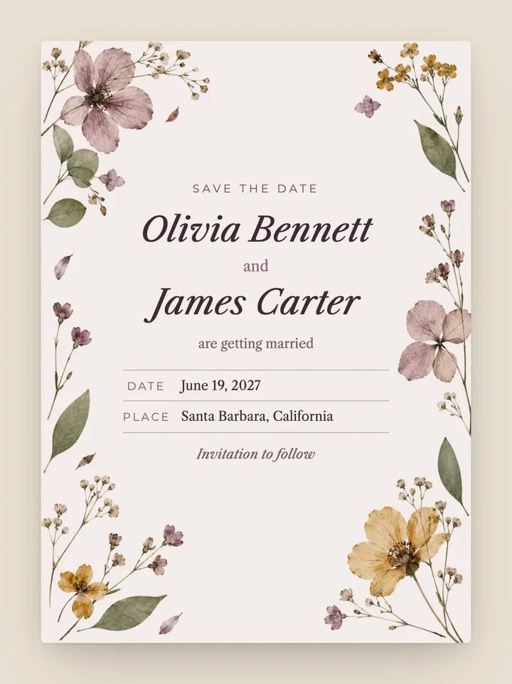 Herbarium digital save the date in Mauve