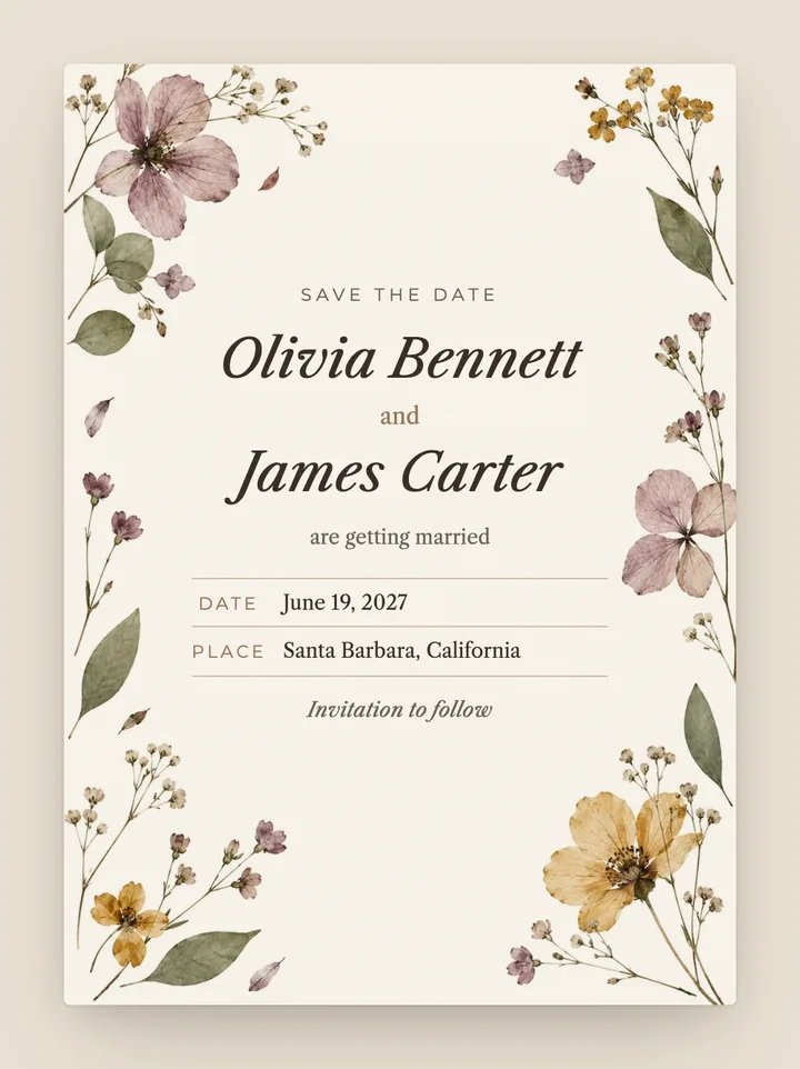 Herbarium digital save the date in Parchment