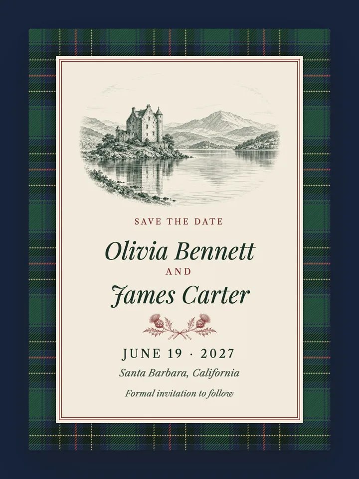 Highlands digital save the date in Emerald