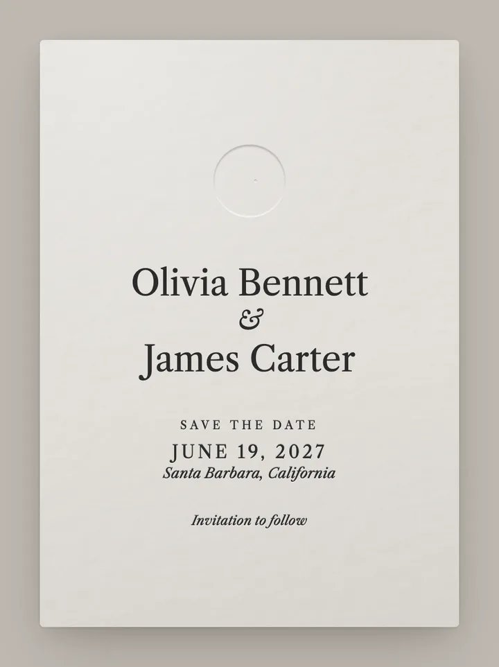 Impression digital save the date in Charcoal
