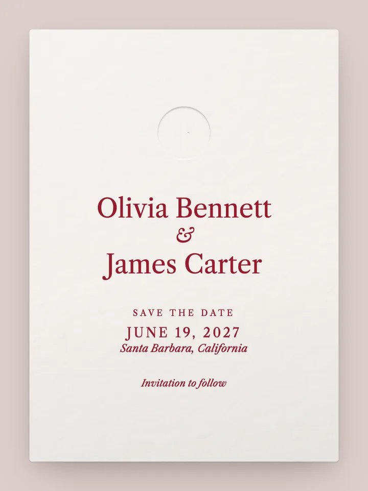 Impression digital save the date in Cherry