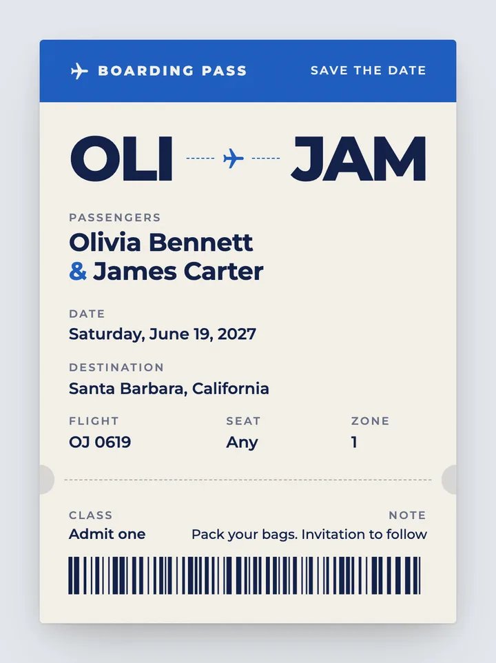 Jet Set digital save the date in Skyway