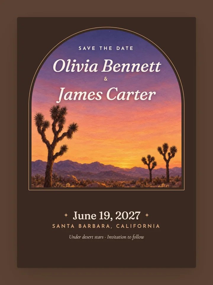Joshua Tree digital save the date in Mocha