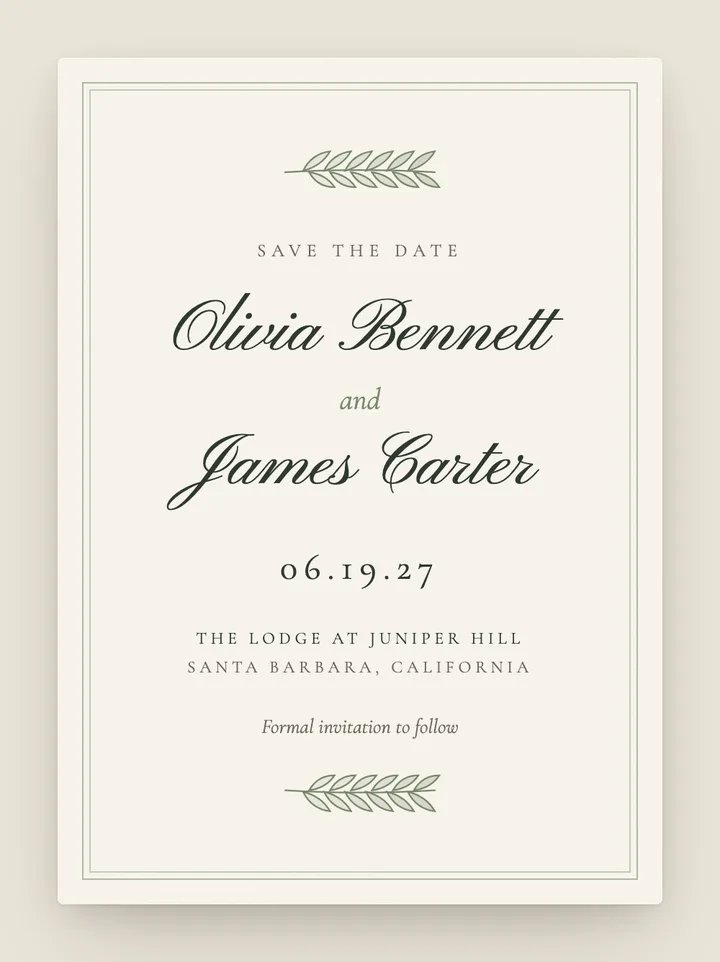 Juniper digital save the date in Sage